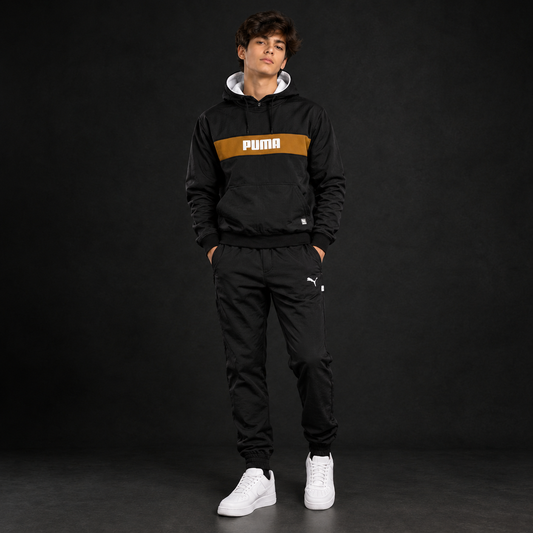 Black & Mustard Puma Tracksuit – Bold Athletic Style with Everyday Comfort