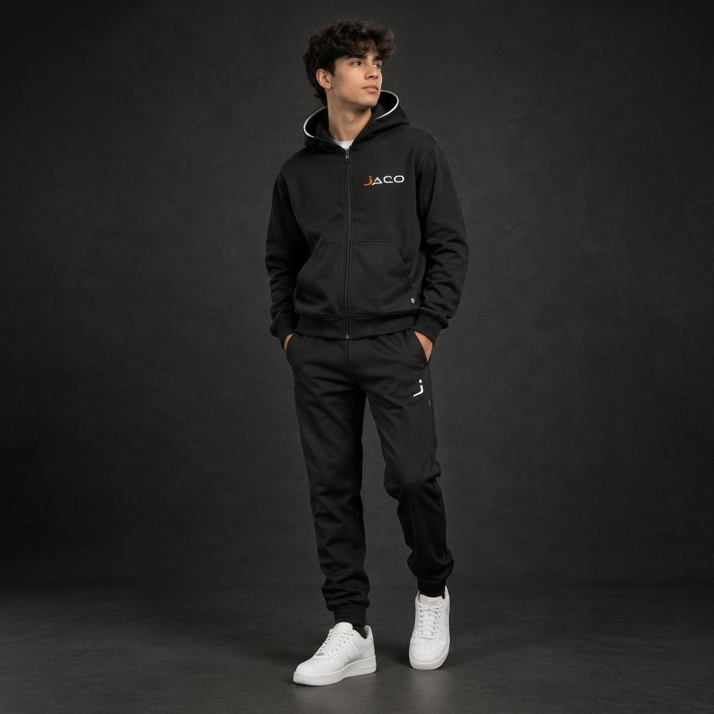 Premium Black JACO Zipper Tracksuit – Sleek Design
