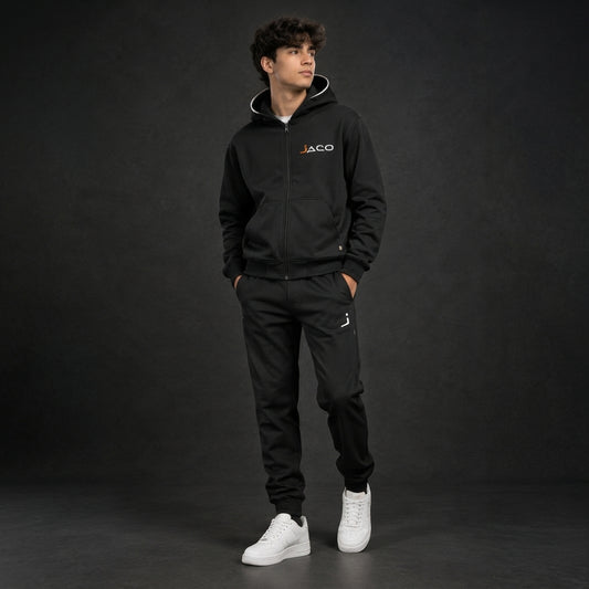 Premium Black JACO Zipper Tracksuit – Sleek Design