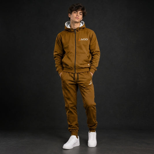 Premium Mustard Brown Zipper Tracksuit