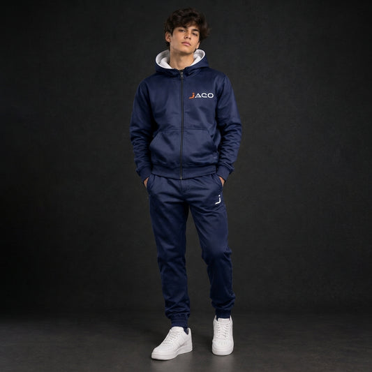 Premium Navy Blue JACO Zipper Tracksuit – Classic Style